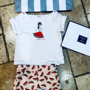 Girls Janie and Jack watermelon outfit size 5 / 6